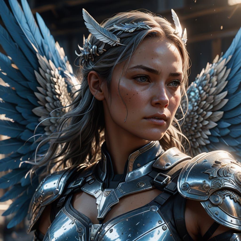 Celestial Valkyrie Soaring into Battle: Hyper-Realistic Digi...