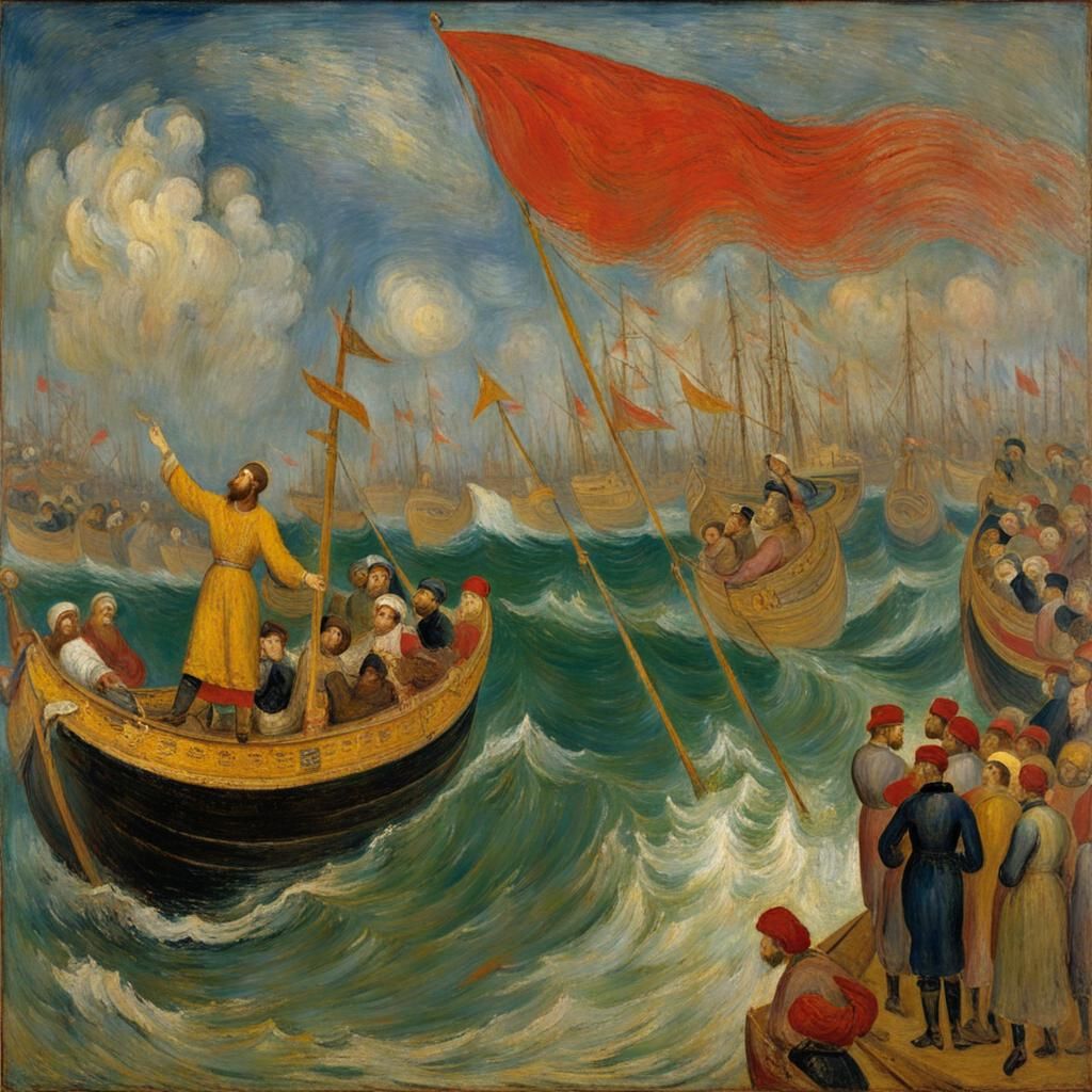 Christ Calming the Storm in Expressionist Style