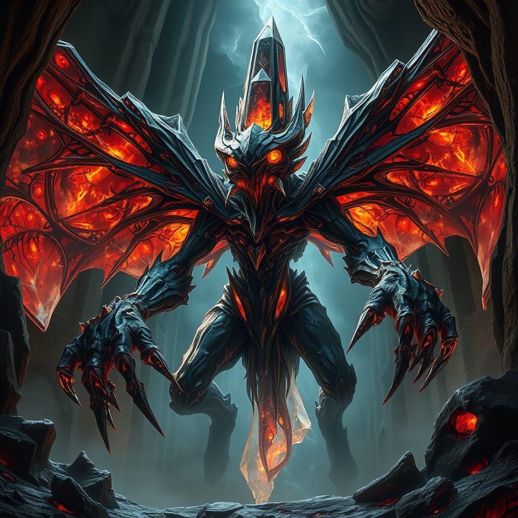 Surreal Crystal Hybrid Unveils Shadowy Form