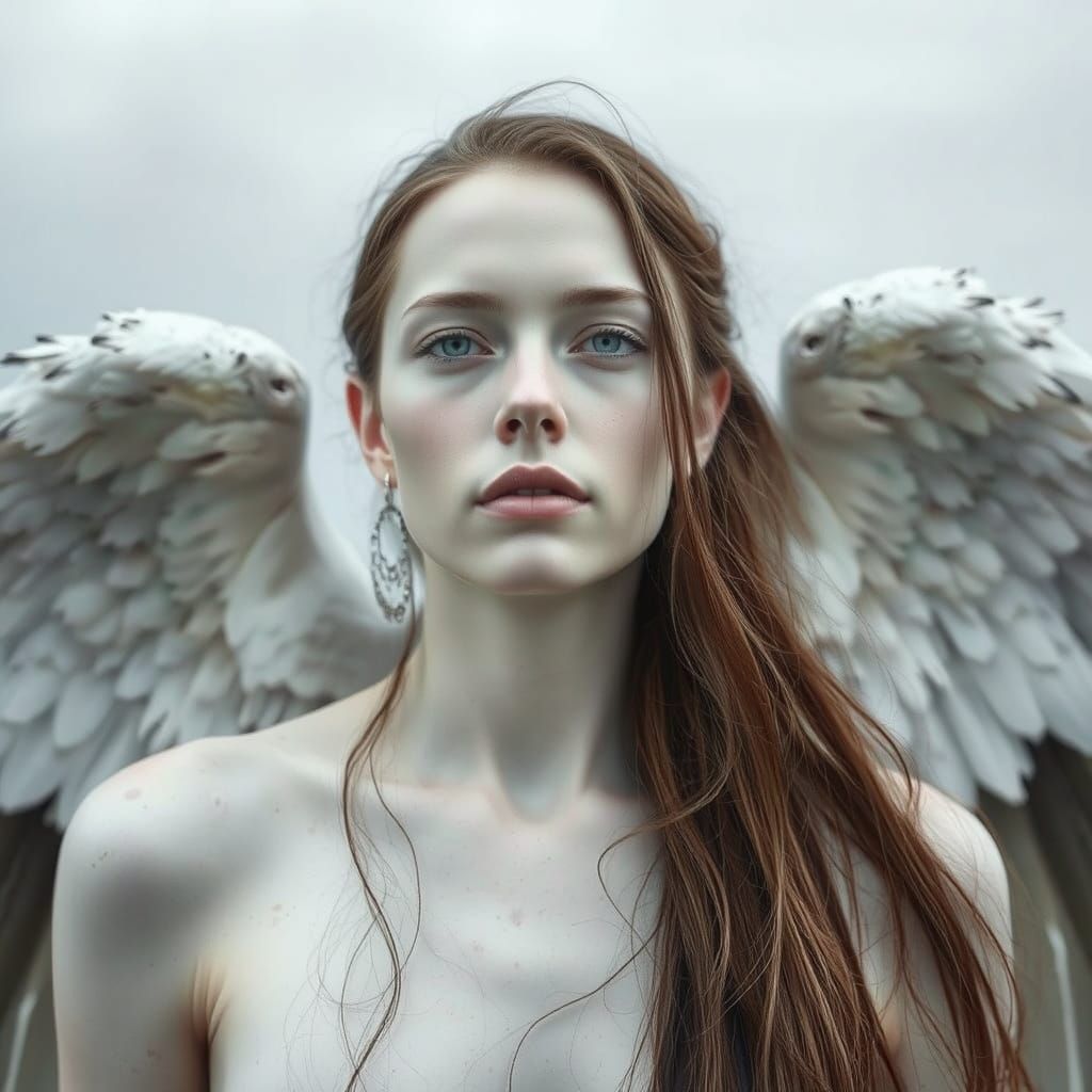 Hyperrealistic Mermaid Holding Angelic Creature in Stormy Oc...