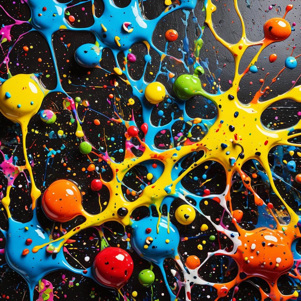 Colorful Food Splatter Art in Pop Art Style