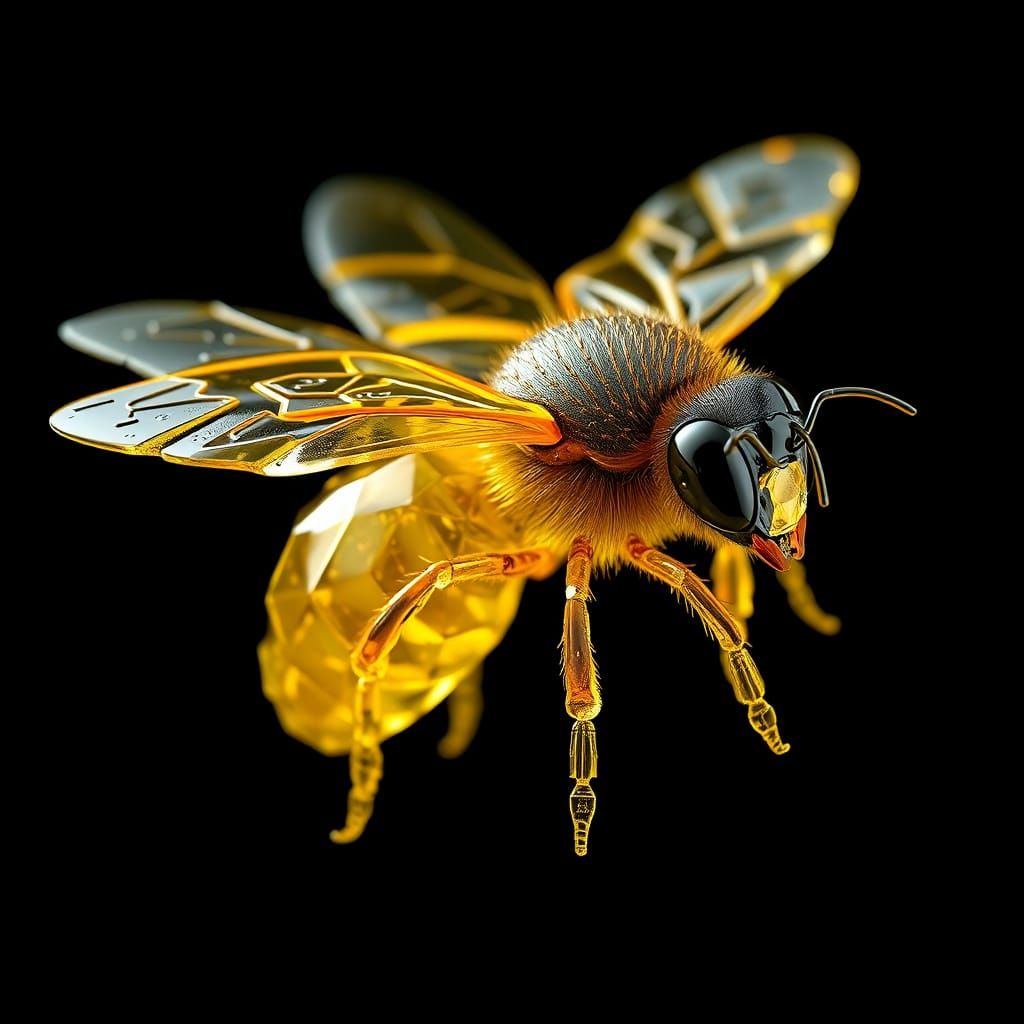Crystal Glass Bee in Ultra-High Resolution