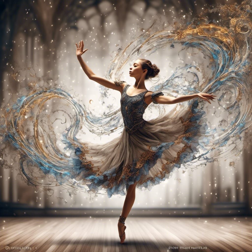 Dancing Figure with Fractal Music Notes