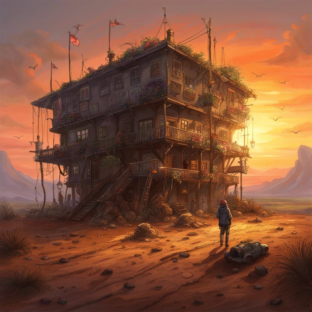 Australian Desert Sunrise with Rainbows and Flowers