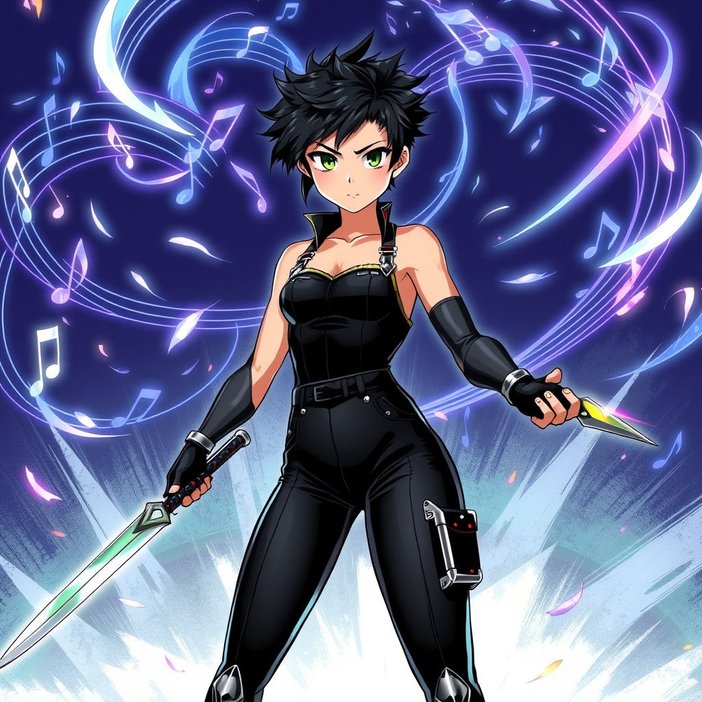 Anime Woman Conducting Symphony of Steel