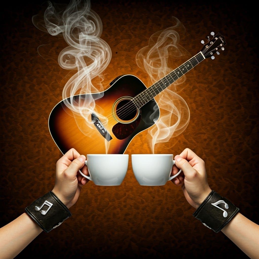 Surrealist Coffee Serenade in Golden Light