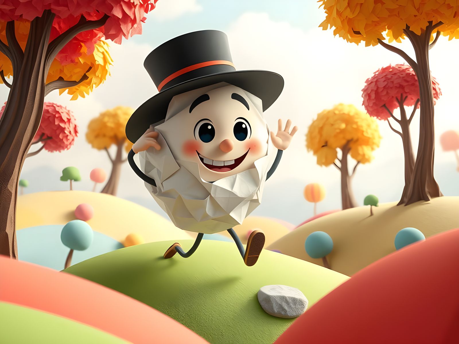 Mister Paper in a Pixar-style Paper World