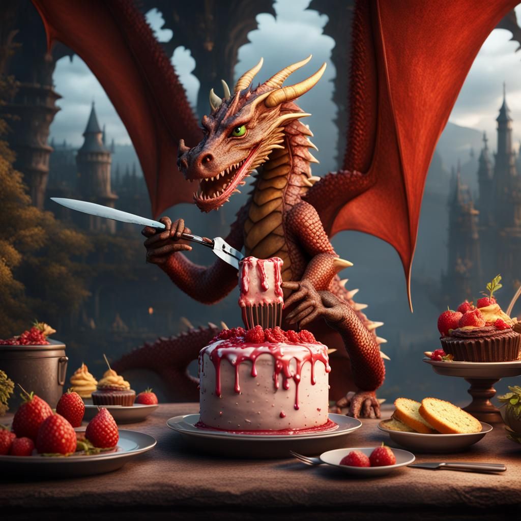 Dragon Eating Cake