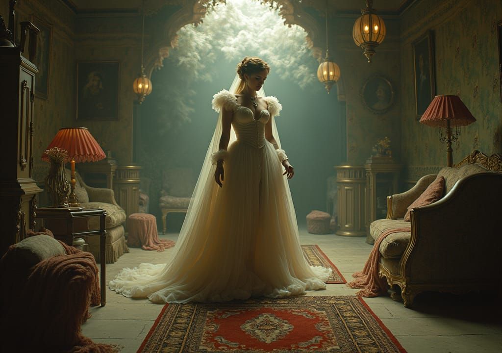 Surreal Steam-Nouveau Dreamscape with Distorted Textures