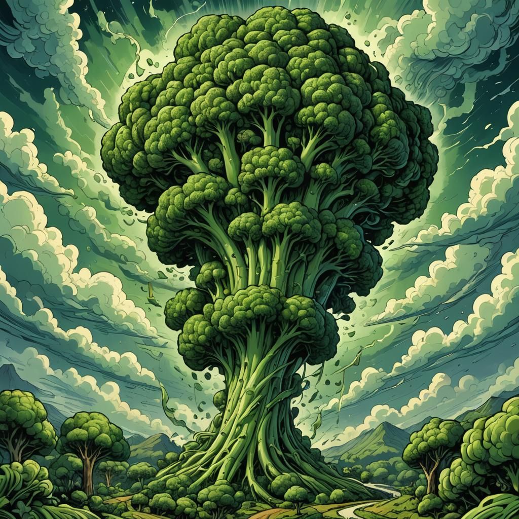 Broccoli Tornado in Comic Book Style