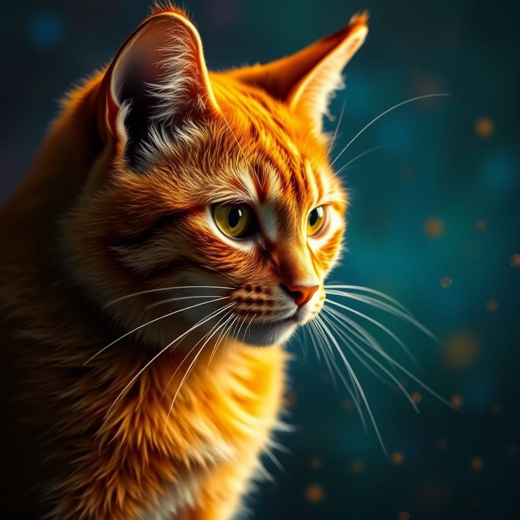 Hyperrealistic Orange Cat with Dramatic Lighting