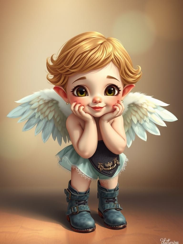 Angel in Whimsical High Fashion Booties