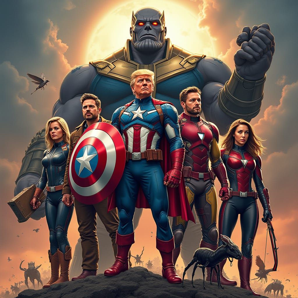 Satirical Avengers Poster with Politicians as Superheroes