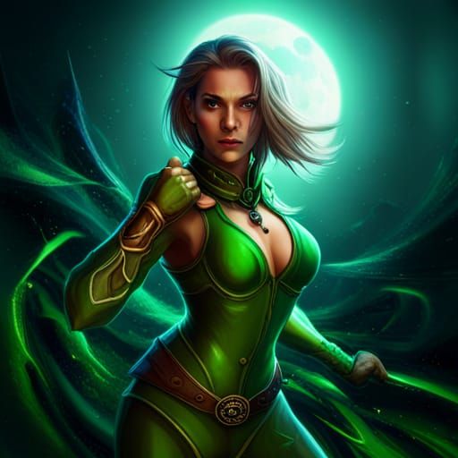 Sci-Fi Elf Warrior with Double Blades in HDR