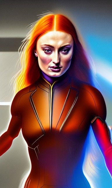 Jean Grey Concept Art in Hyperrealism Style