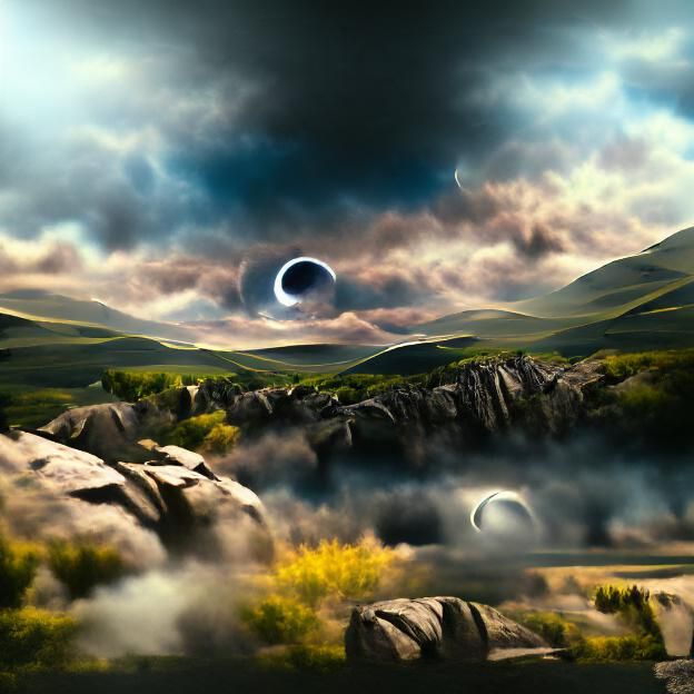 Spectacular Total Eclipse in Matte Painting Style