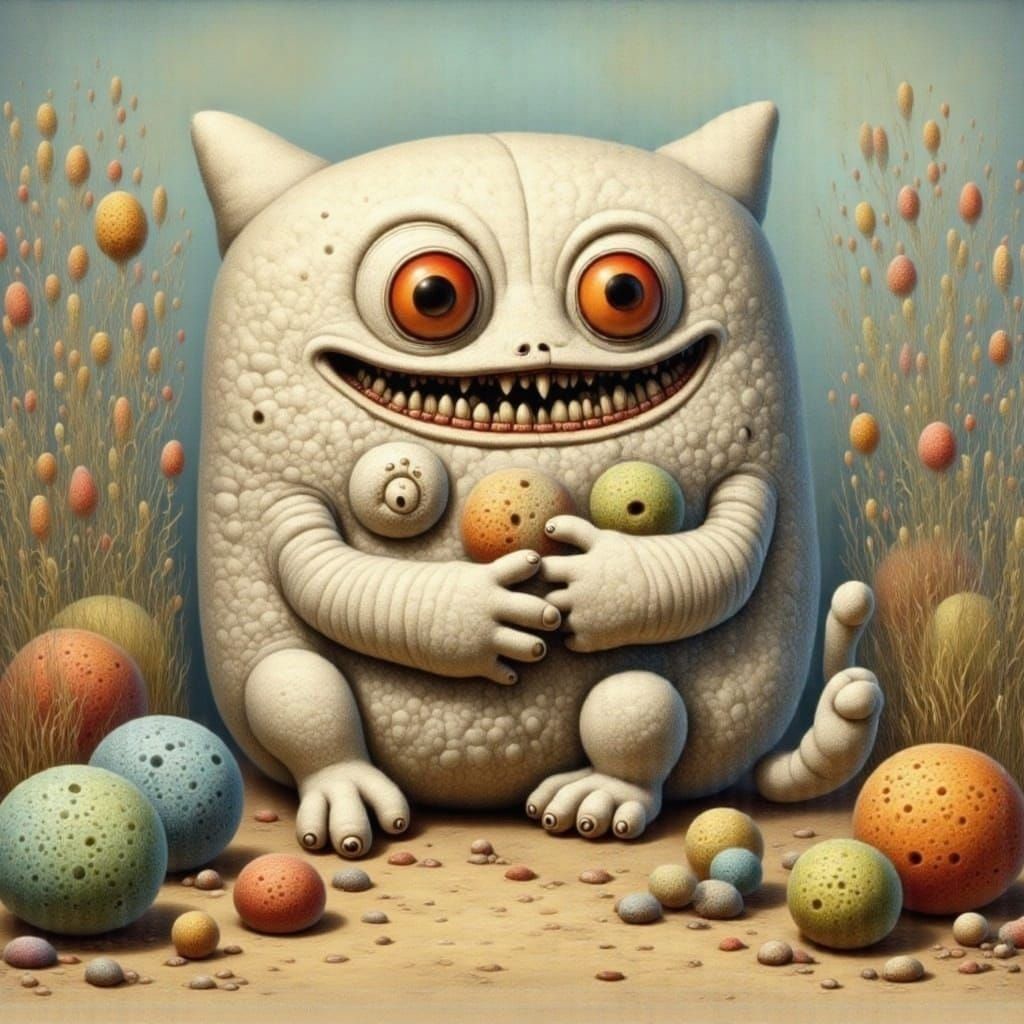 Fluffy Pillow Monster Hugs Petite Pillow in Storybook Style