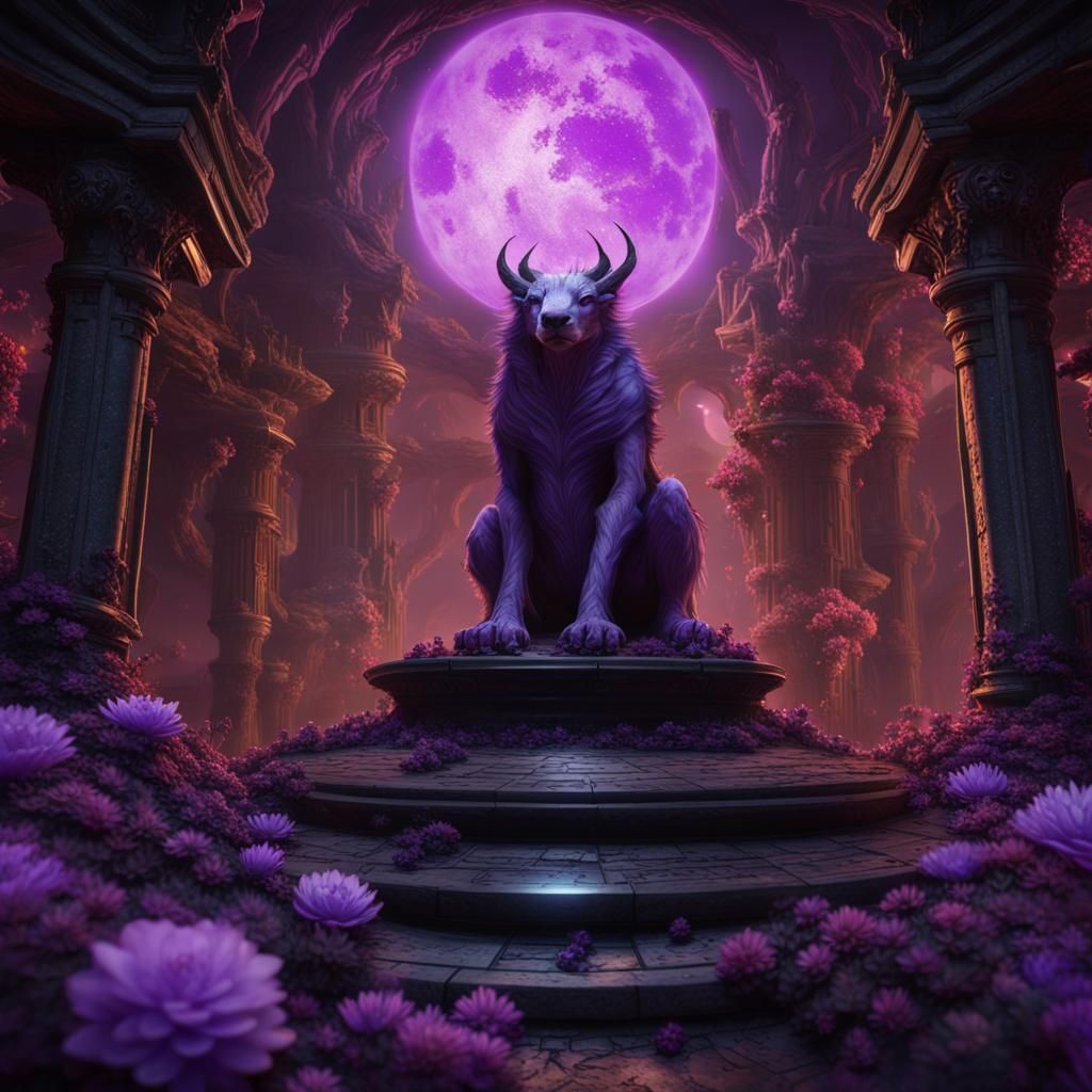 Medieval Dungeon with Purple Planet: Dark Fantasy Art