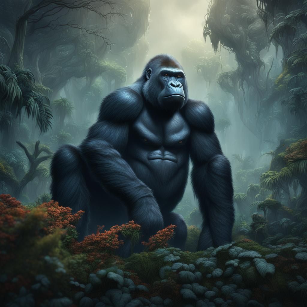 Gorillas in the Mist: Detailed Matte Painting