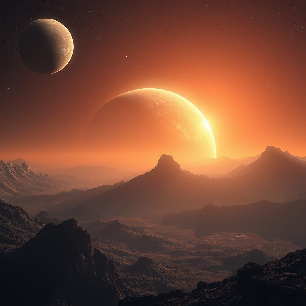 Hyperrealistic Planet in Star System, Cinematic HDR