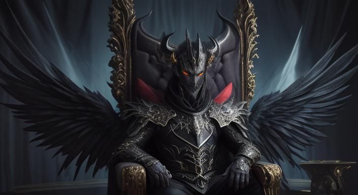 Beautiful Demon Lord Beelzebub on Throne in Dark Fantasy Art