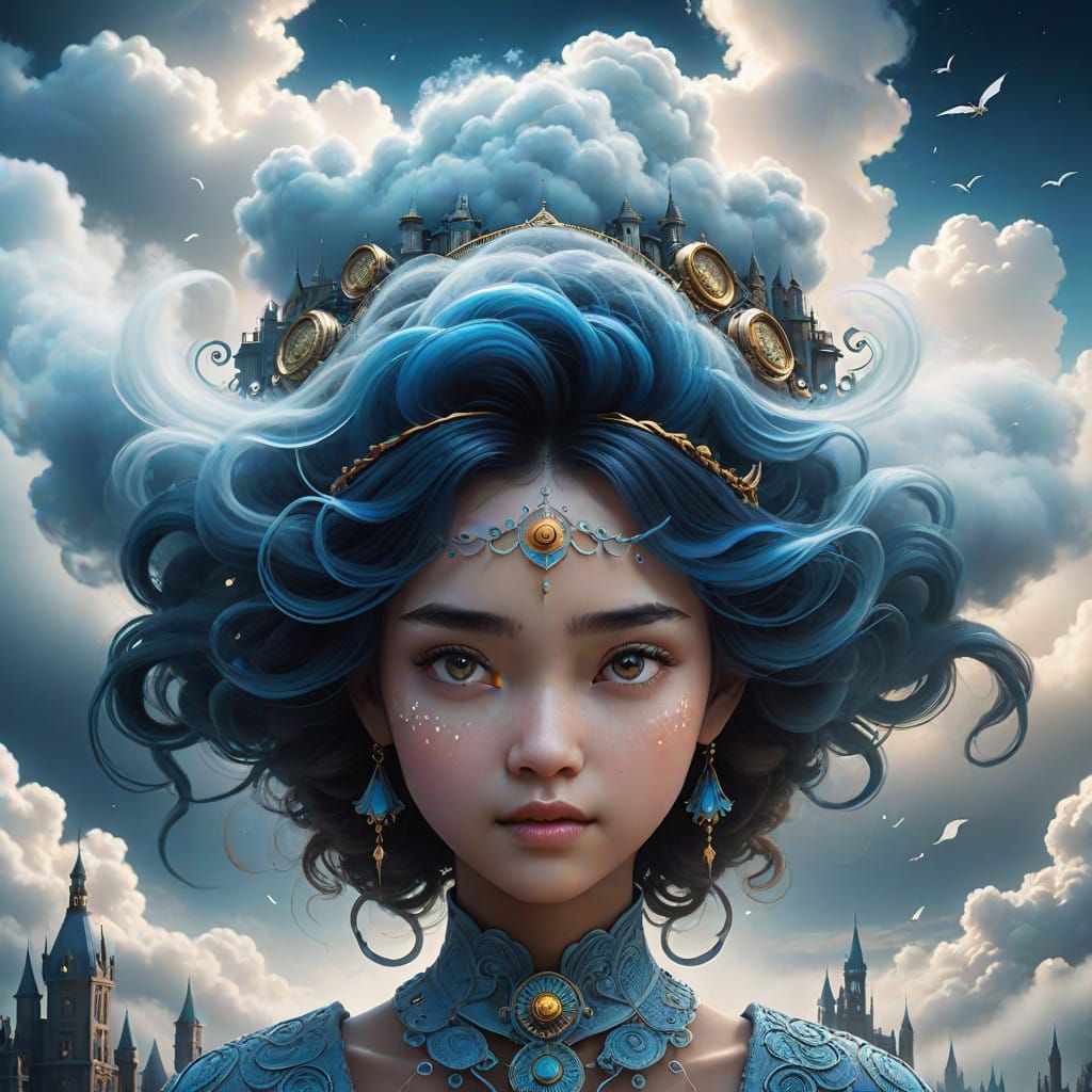 Ethereal Air Elemental in Whimsical Cloud City