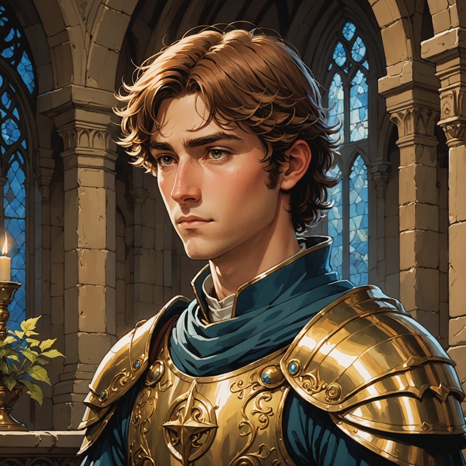 Young Paladin in Chapel, Studio Ghibli Style