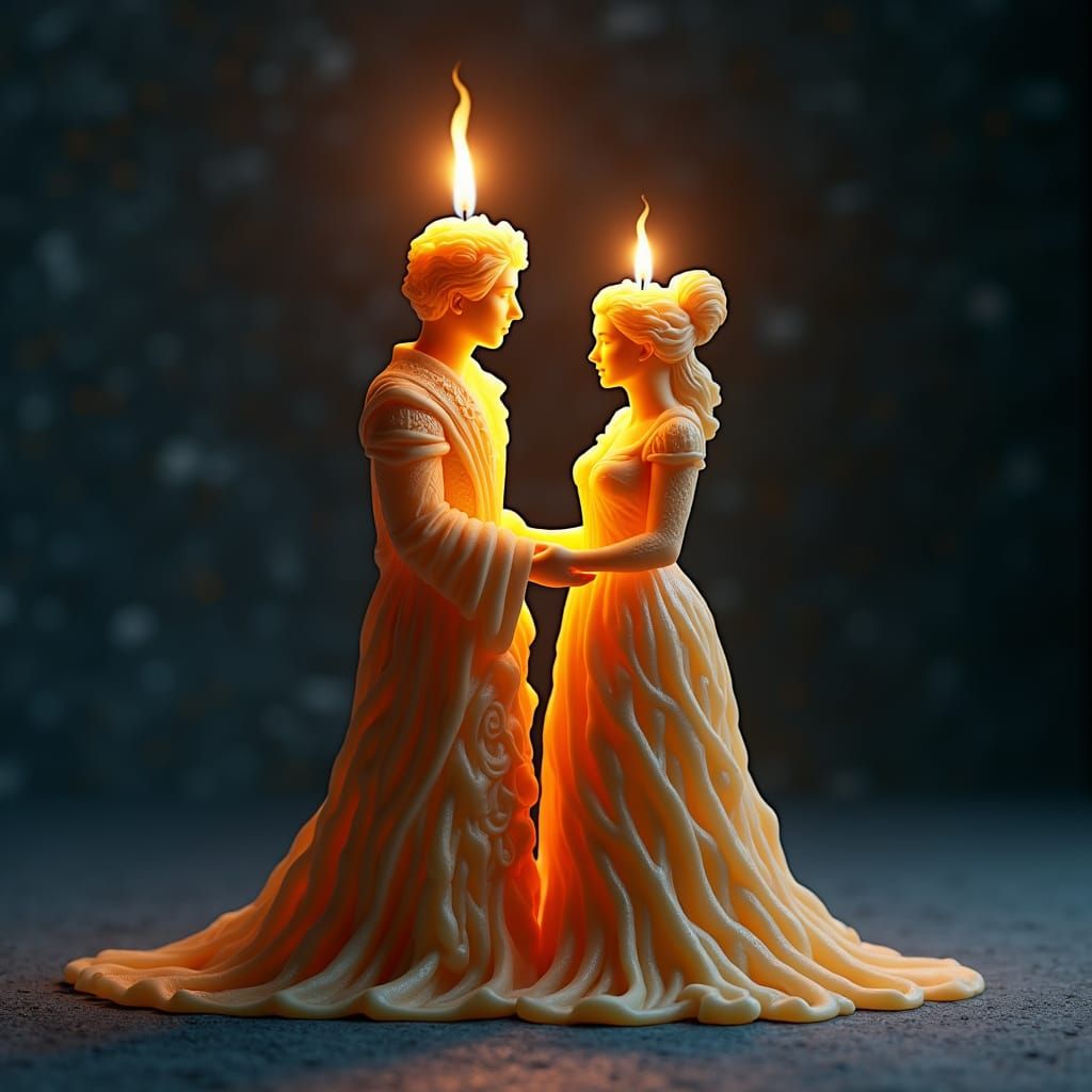 Regal Candle Figures in Dark Fantasy Art