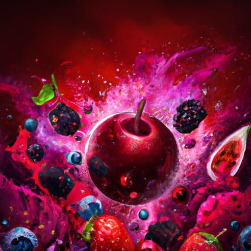 Epic Red Fruit Explosion: Digital Matte Painting