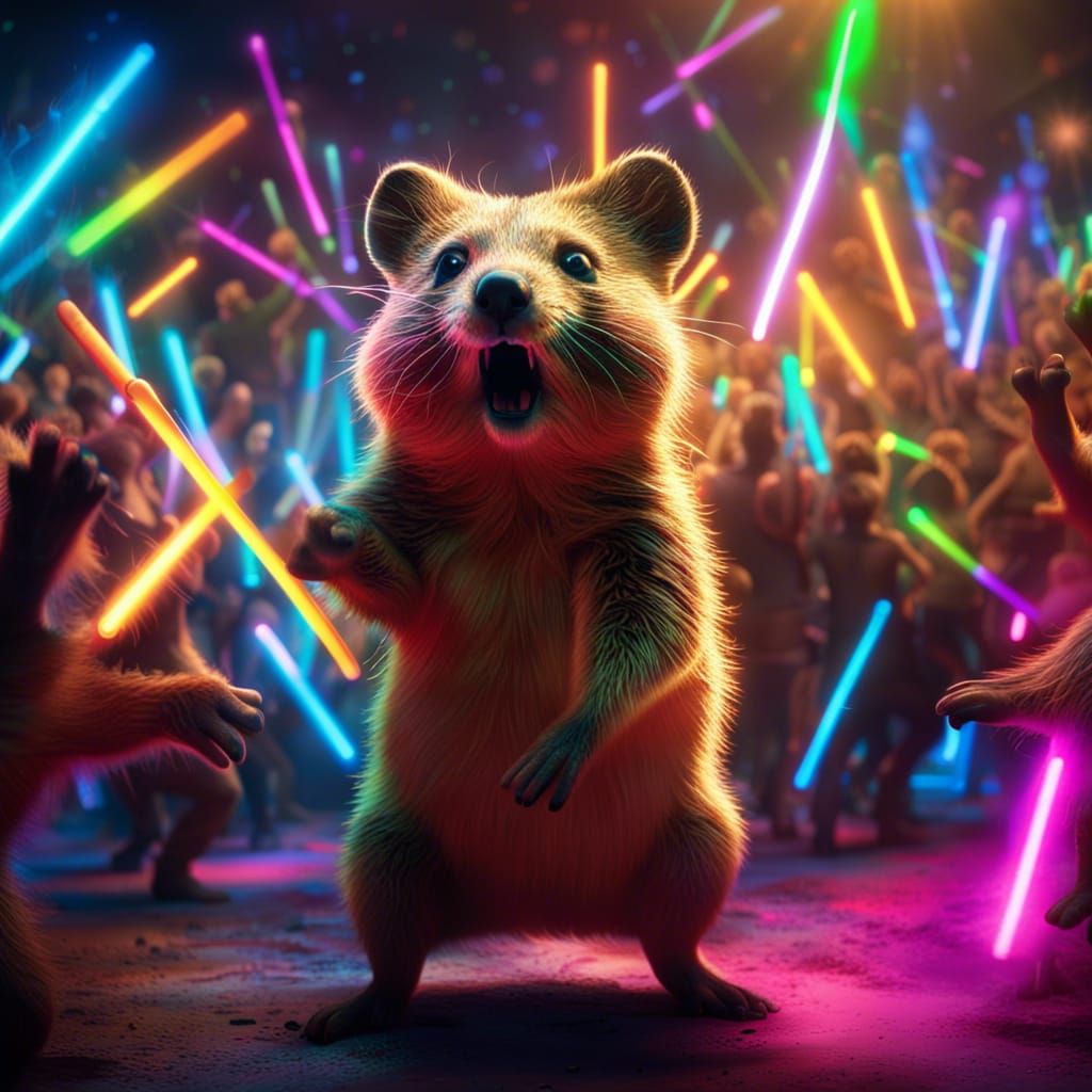 Dancing Quokka at Underground Rave