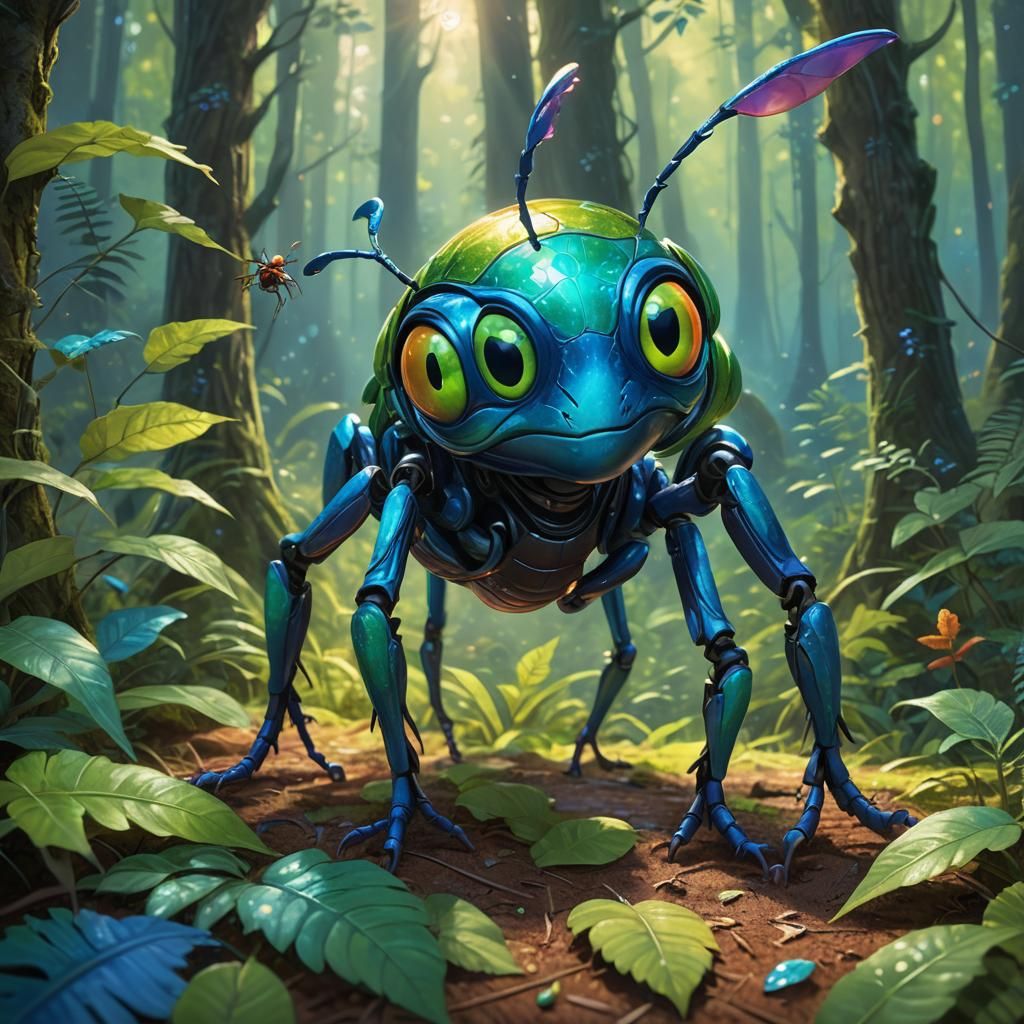 Gentle Alien Examines Insect, Pixar-Inspired Concept Art