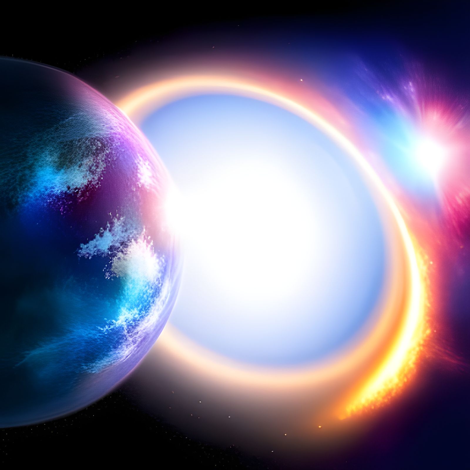 Torus Planet Amidst Stars and Nebula Clouds