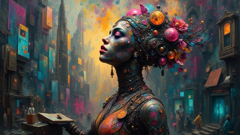 Dreaming Machine Concept Art With Geometric and Neon Styles