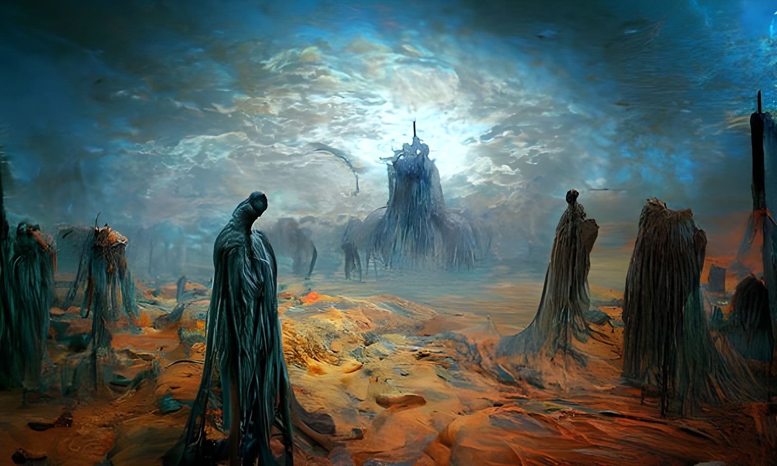 Shadow Man in Beksinski-Dore Dreamscape