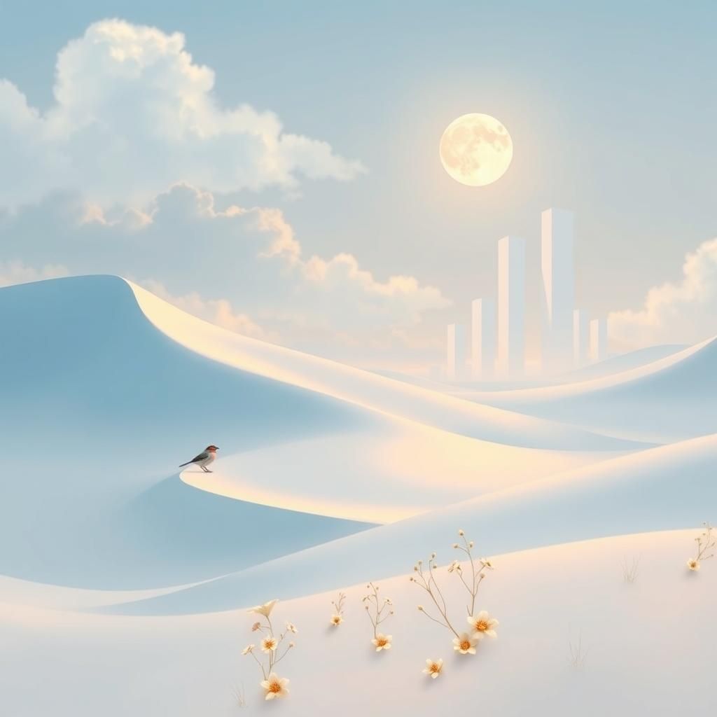 Ethereal Sand Mountains in Pastel Dreamscape