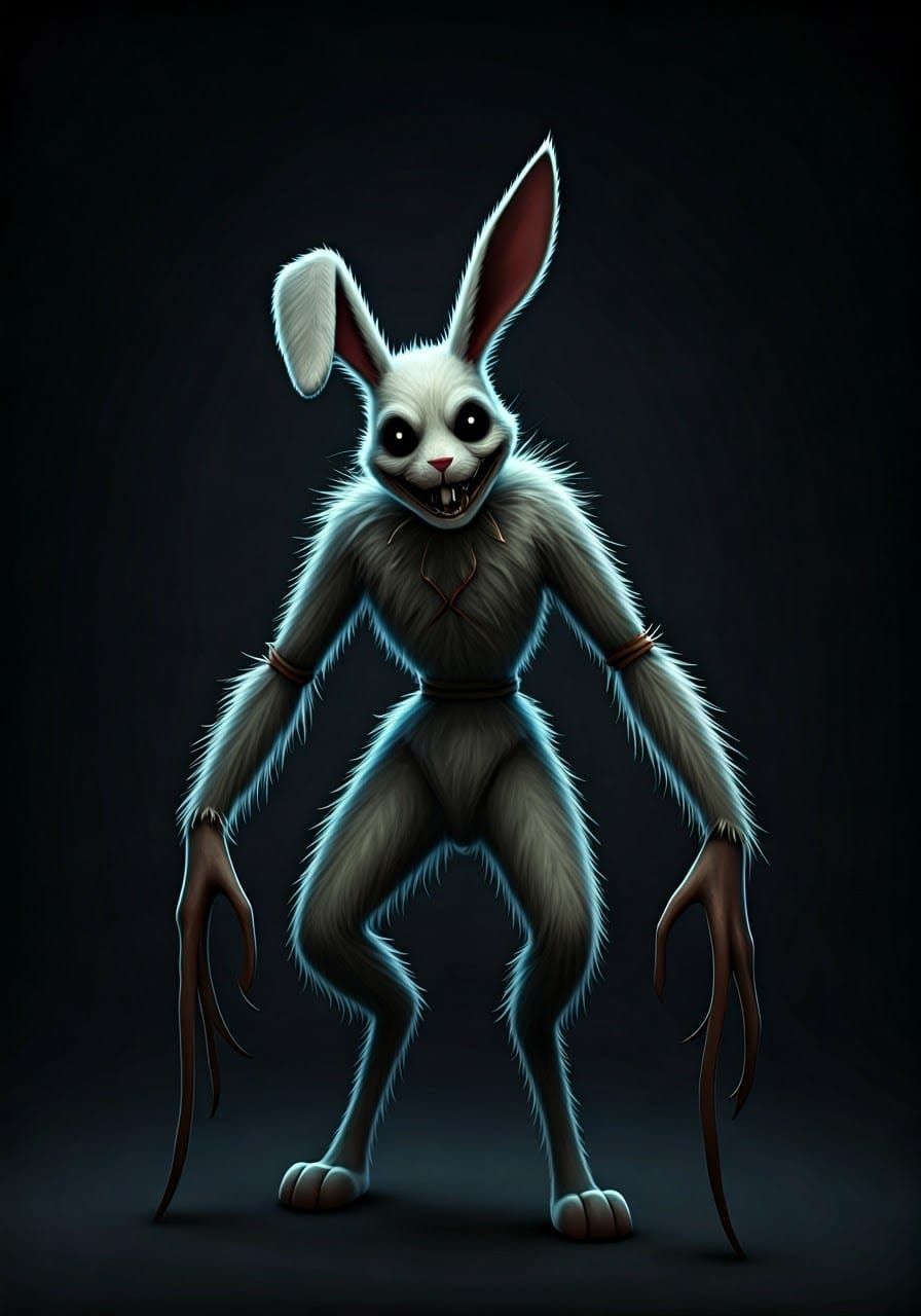 Cybernetic Rabbit Scarecrow Hybrid in Dark Fantasy Art