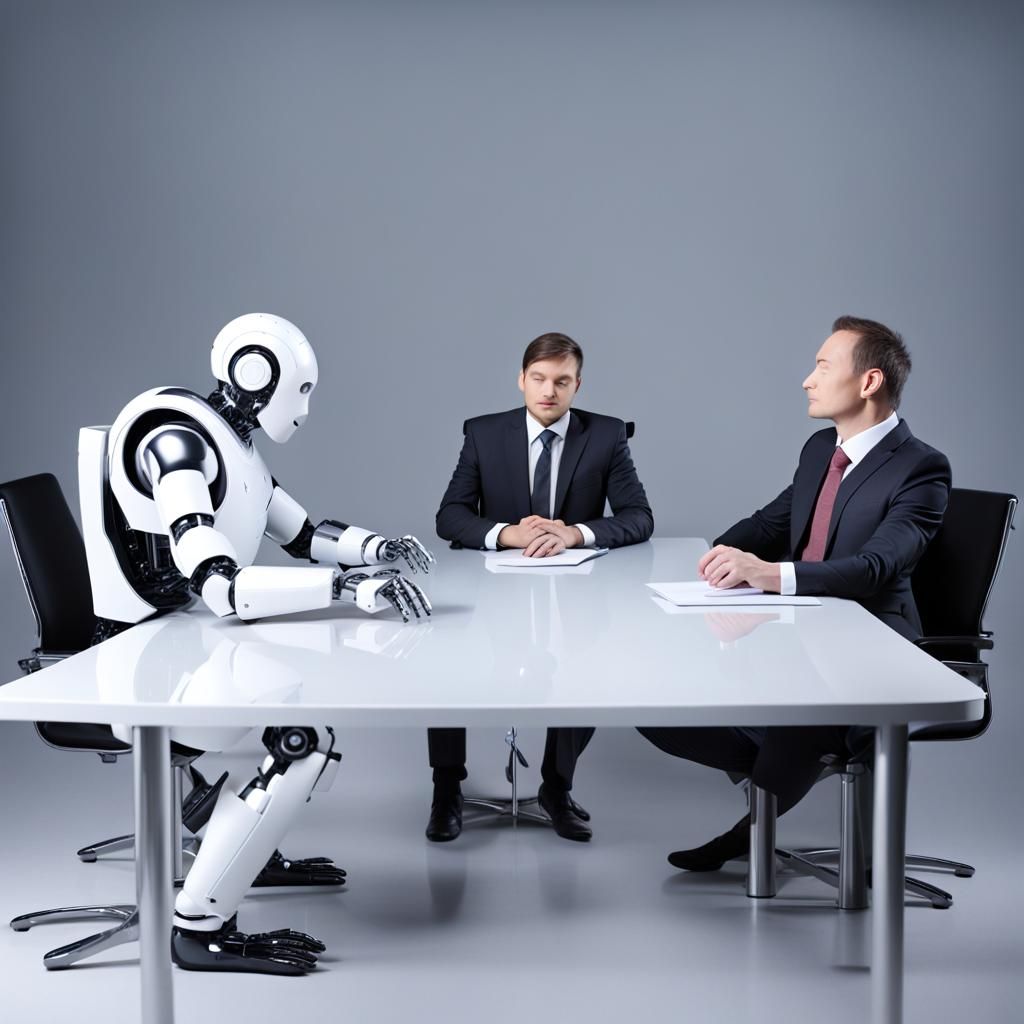 Robots Meeting as Businessman Sleeps: AI Generated