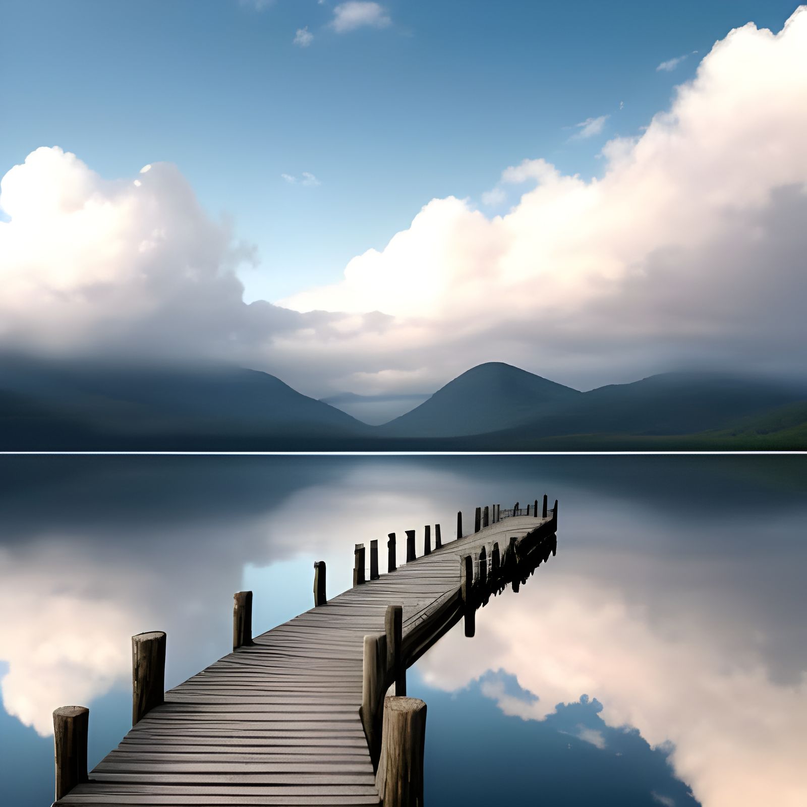 Calm Lake Scene in Woodland Style