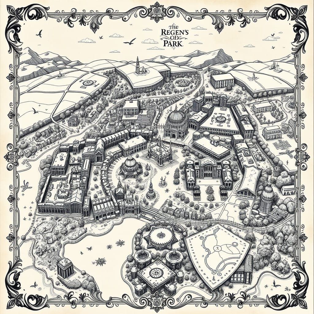 Ethereal Regent's Park Map Unfolds Mystical Realms in Detail...