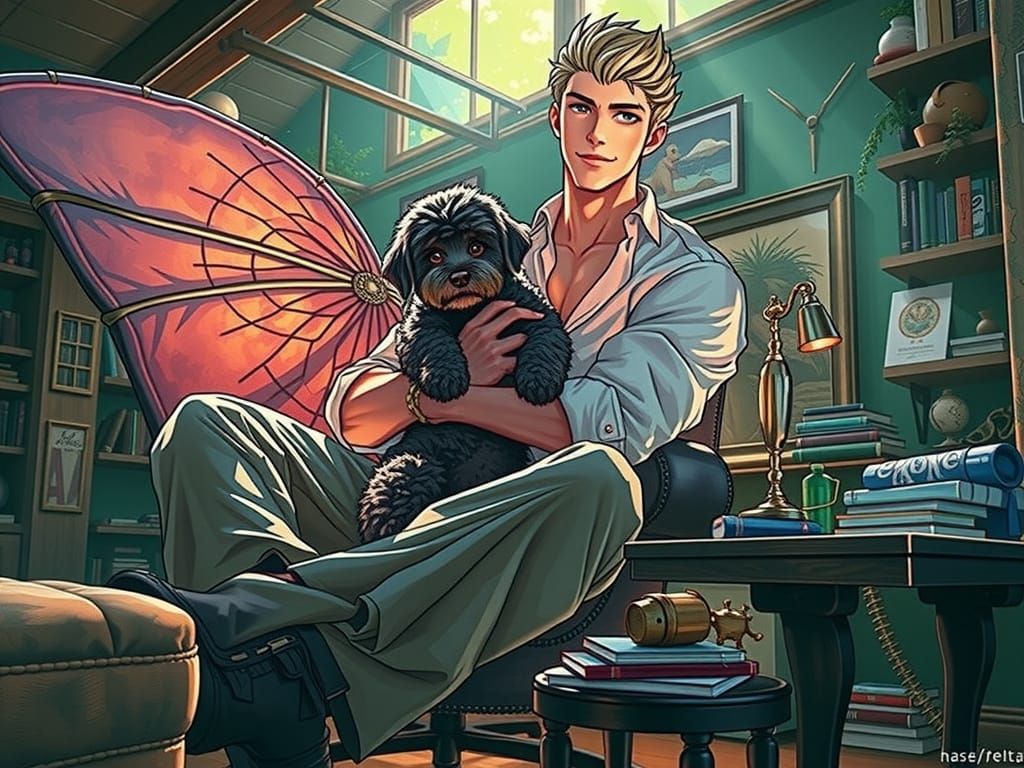 Chiseled Gentleman in Cozy Living Room