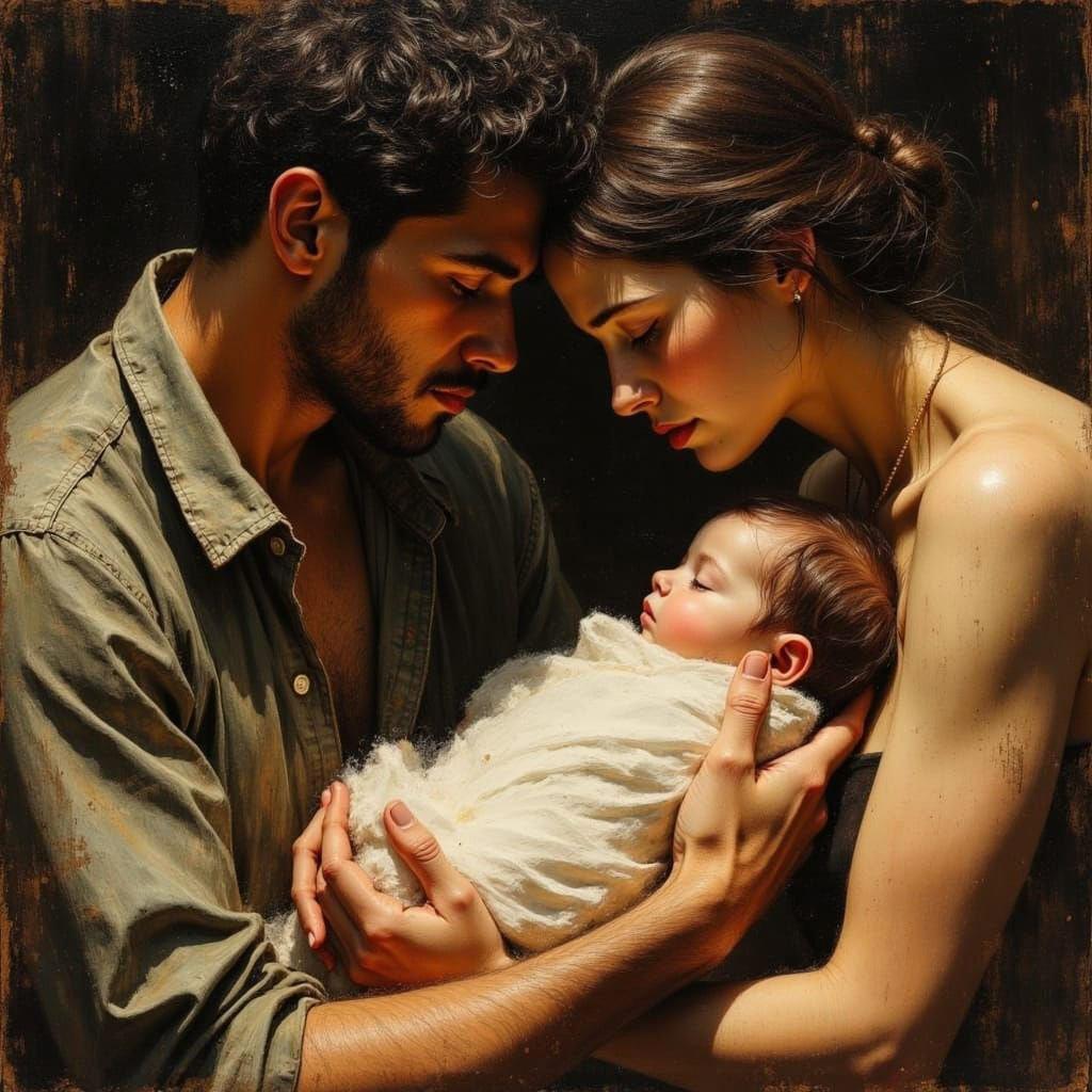 Divine Family Portrait in Oil Painting Style