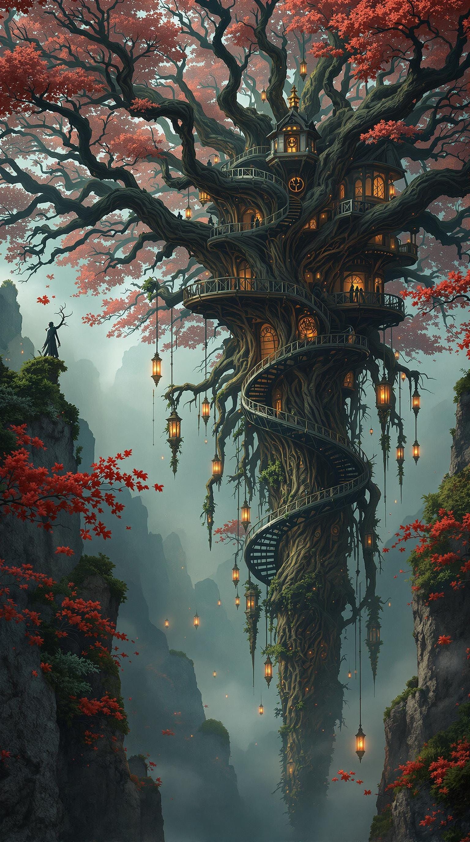 Mystical Sky-Tree Oasis in Grimdark Fantasy