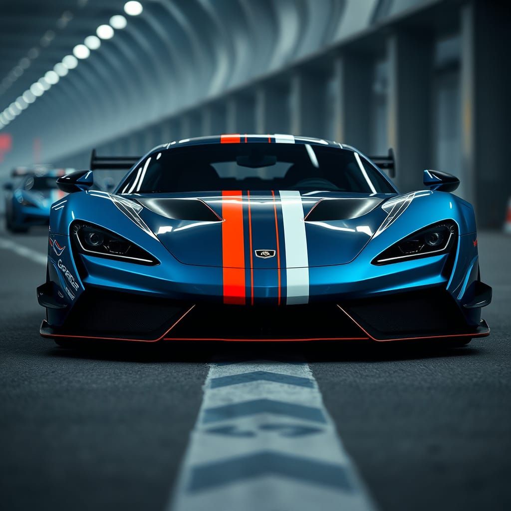 Racing Stripes Futuristic Sports Car