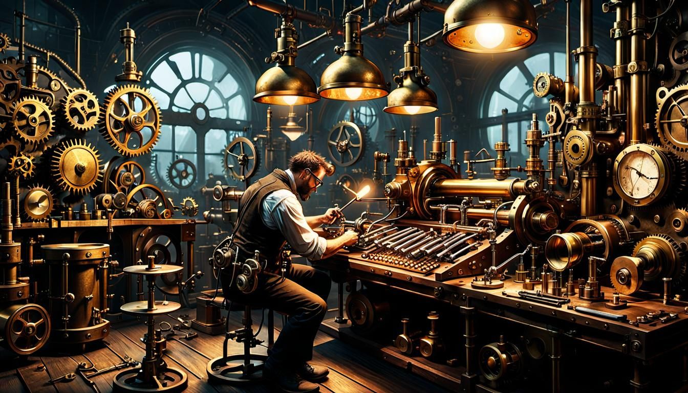 Steampunk Bat Tinkerer's Industrial Workshop