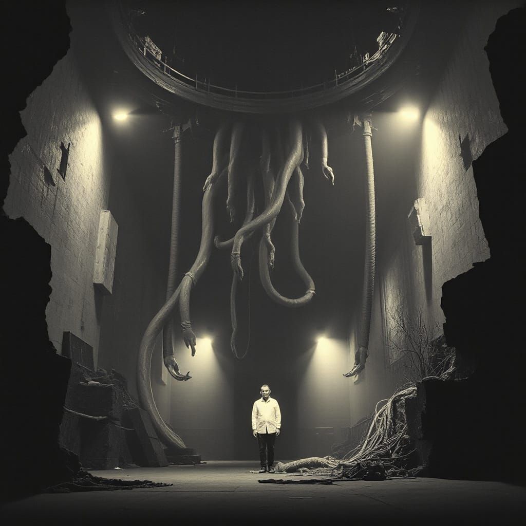 Surreal Colossal Structure in Vintage Photograph Style