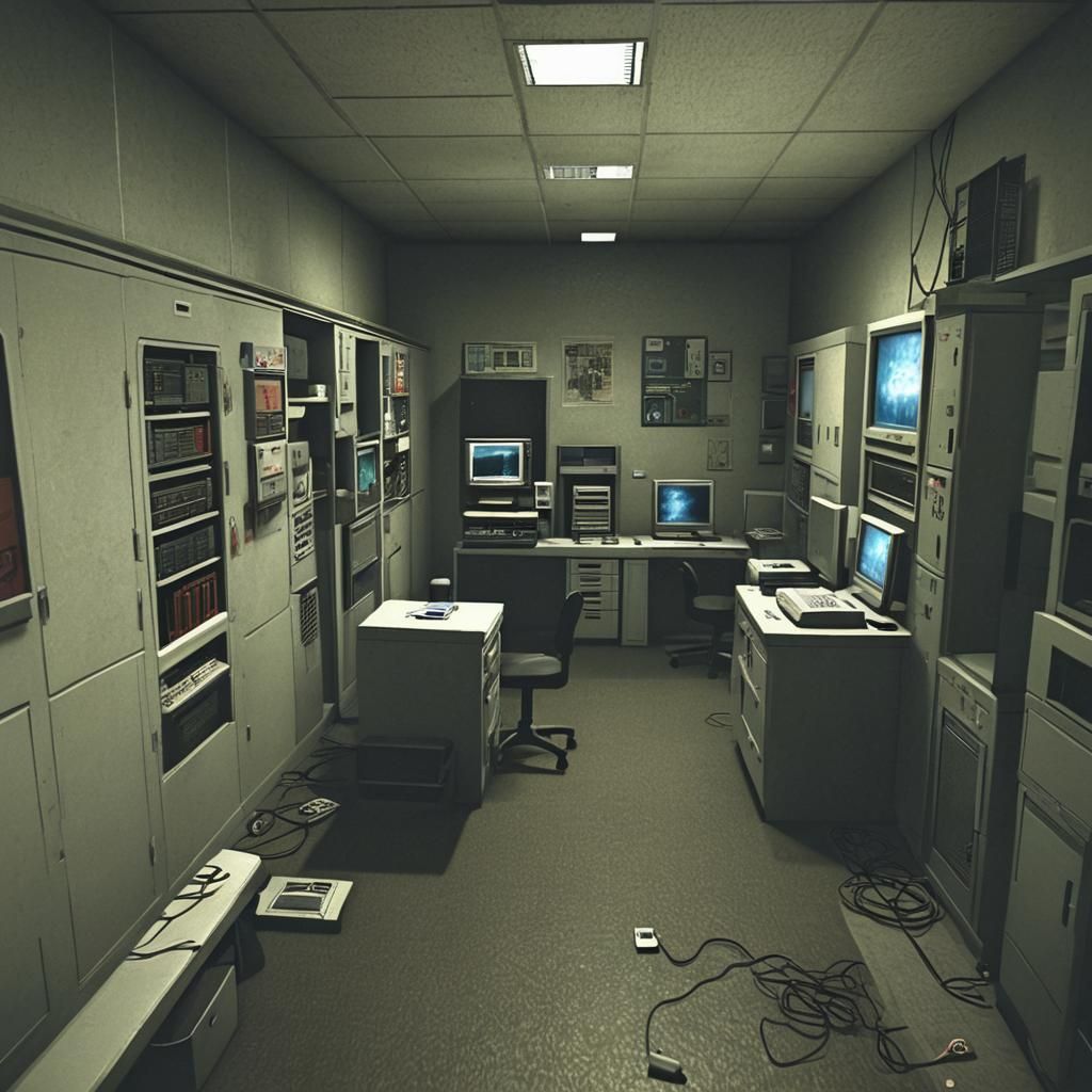 Liminal Computer Room in PS2 Horror Game