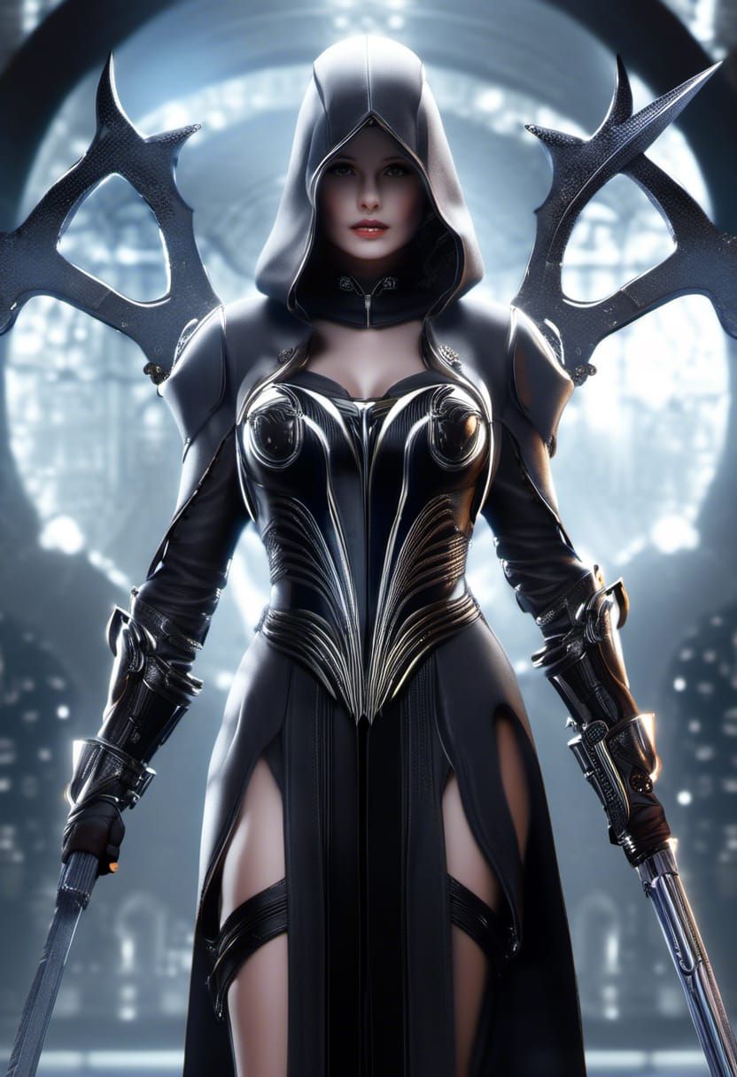 Futuristic Sorceress in Hyperdetailed Digital Painting