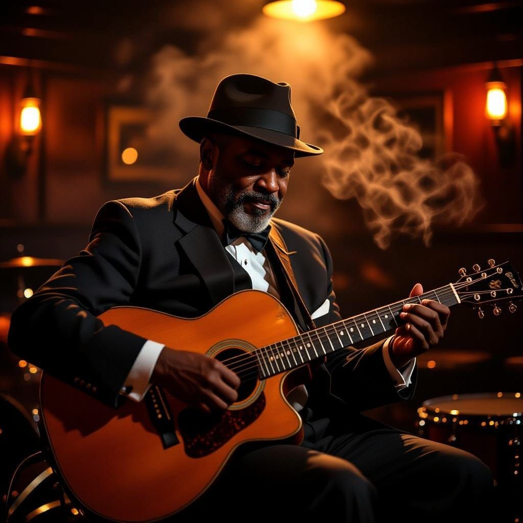 Lonnie Johnson Playing Guitar in Smoky Speakeasy