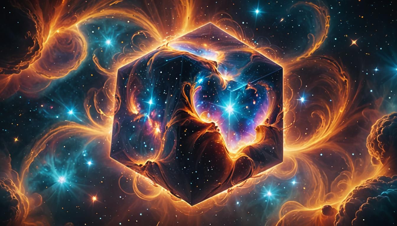 Glowing Nebula Cube in Deep Space