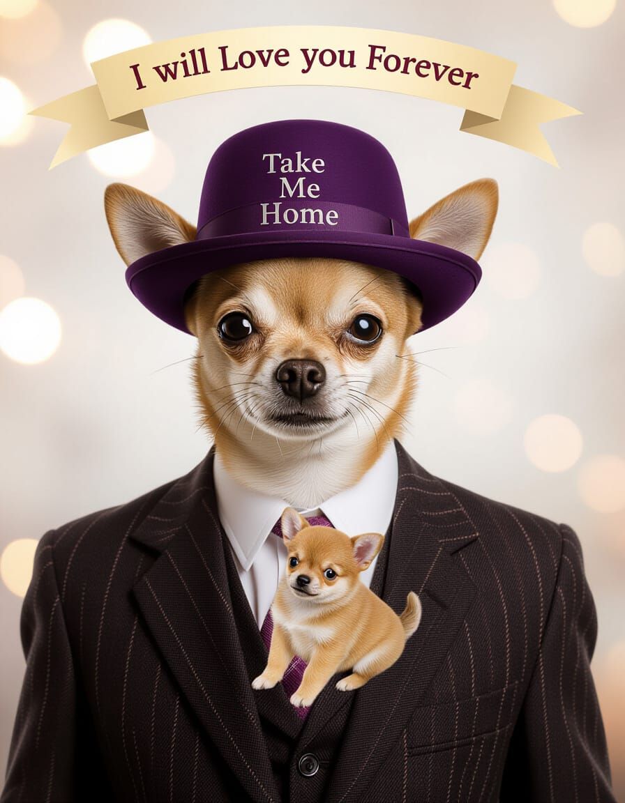 Chihuahua in Italian Suit: Double Exposure Portrait